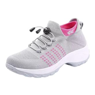 Generic Orthotic Stretch Cushion Shoes for Women Lace Up Breathable Mesh Arch Support Sneakers Outdoor Non-Slip Walking Running Gym Athletic Fitness Jogging F