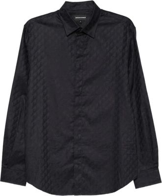 Emporio Armani Camicia in Cotone - - Shirts - Uomo - Blu - 2XL