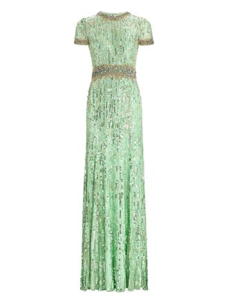 Jenny Packham Celeste maxi dress - women - Nylon - 12 - Green