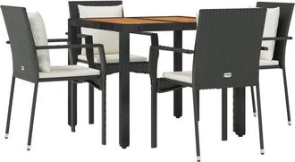 vidaXL Set De Muebles Jard&iacute;n 5 Pzas Con Cojines Rat&aacute;n Sint&eacute;tico Negro Vidaxl