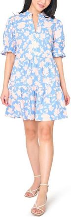 Gibsonlook Puff Sleeve Dress in Jardin Bleu at Nordstrom, Size Xx-Small
