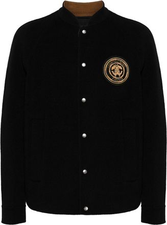 Roberto Cavalli logo-embroidered wool bomber jacket - men - Viscose/Polyester/Wool - 48 - Black