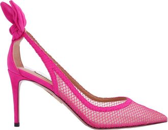 Aquazzura Bow Tie Pointed-Toe Mesh Pump, Brand Size 37 ( US Size 7 )