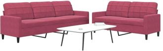 vidaXL Vidaxl - Juego De Sof&aacute;s Con Cojines 2 Piezas Terciopelo Rojo Tinto