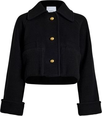 Patou rib-waist cropped coat - women - Viscose Crepe/Recycled Wool - 38 - Black