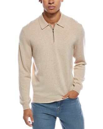 Amicale Cashmere 1/4-Zip Cashmere Polo Sweater