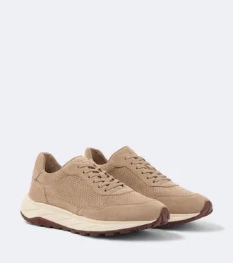 Fedeli Suede-trimmed sneakers