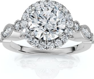 Pompeii3 Certified 1 1/3Ct Diamond Round Engagement Ring 14k Gold or Platinum Lab Grown