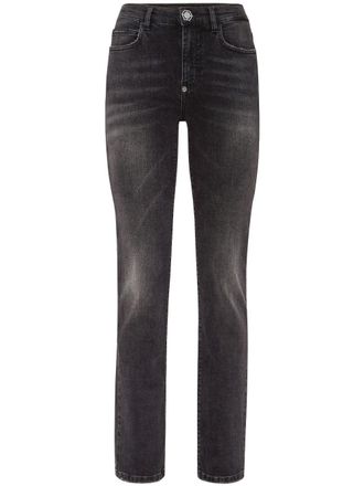 Philipp Plein Jeans dritti con effetto schiarito - Nero
