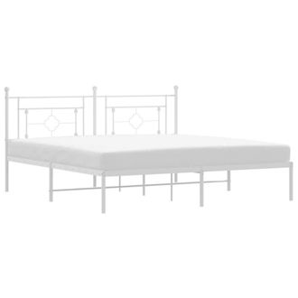 Berkfield Home Metal Bed Frame without Mattress with Headboard White 183x213cm | Size: 183x213 cm