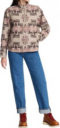 Pendleton Harding Cotton Chamois Half-Zip Pullover In Taupe Multi