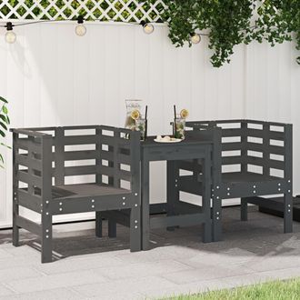 vidaXL Vidaxl - Sillas De Jard&iacute;n 2 Uds Madera Maciza Pino Gris 61,5x53x71 Cm