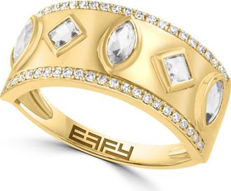 Effy 14K Yellow Gold Diamond White Topaz Mosaic Band Ring in 14K Gold at Nordstrom, Size 7