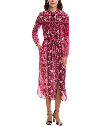 Saloni Saloni Silk Floral Shirtdress