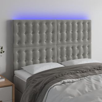 vidaXL Cabecero Con Luces Led Terciopelo Gris Claro 144x5x118/128 Cm Vidaxl