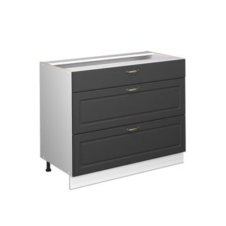 Vicco Mueble Bajo De Cocina Fame-line, Antracita-oro Landhaus/blanco, 100 Cm Sin Encimera, Vicco