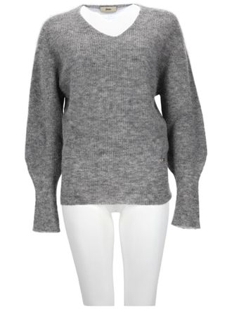 Herno Soft Knit Sweater With Balloon Sleeves And Rounded Neckline