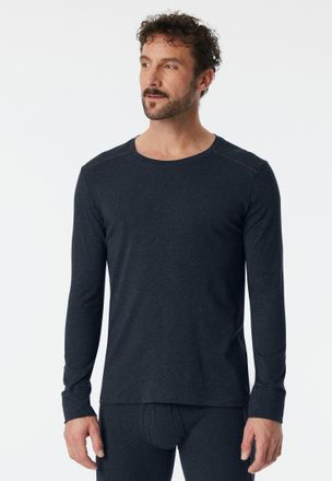 Schiesser Langarmshirt SCHIESSER Comfort Fit, Herren, Gr. 10, 804, nachtblau, Single Jersey, Obermaterial: 95% Baumwolle, 5% Elasthan, Basic h&uuml;ftlang, Rundhals,