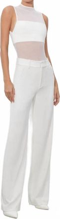 Alice & Olivia Alexander High-Rise Slim Straight Trouser In Off White