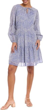 London Times Split Neck Long Sleeve Dress in Marlin/Ivory at Nordstrom Rack, Size X-Large P