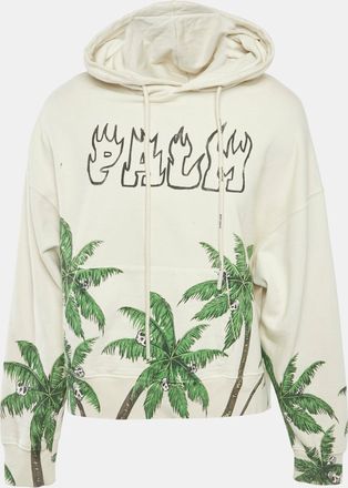 Palm Angels Beige Palma & Skull Print Cotton Sweatshirt