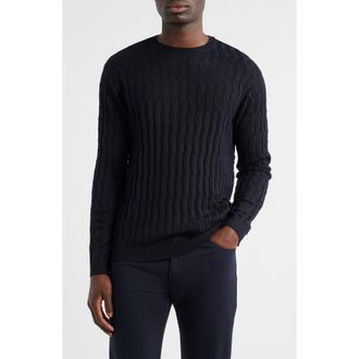 Emporio Armani Ribbed Crewneck Sweater in Solid Blue Navy at Nordstrom Rack, Size Xxx-Large