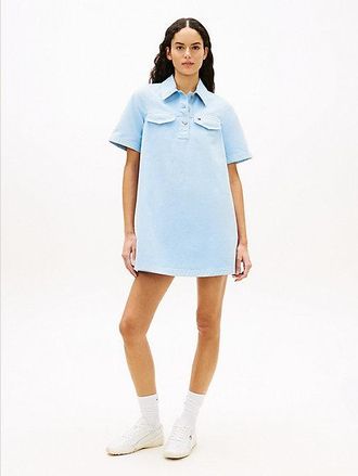 Tommy Hilfiger Washed Canvas Mini Short Sleeve Shirt Dress