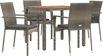 vidaXL Vidaxl - Set Comedor De Jard&iacute;n 5 Piezas Con Cojines Rat&aacute;n Sint&eacute;tico Gris