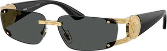 Versace Sunglasses Rectangle Rimless, Gold/havana Frame And Red Lens Ve2291100287