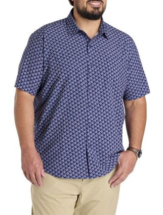 Tommy Bahama Big & Tall Cost Tropic Geoscape Sport Shirt in Coastline at Nordstrom, Size Xx-Large
