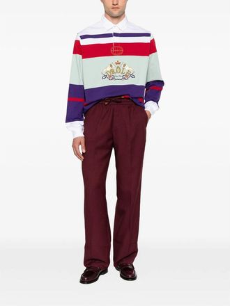 Dr&ocirc;le de Monsieur Striped Cotton Knit Polo Shirt - White