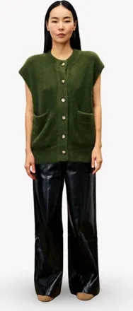 FRNCH Matcha Cardigan Vest In Vertmousse