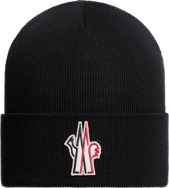 Moncler Moncler Logo Wool Beanie, Men, Black, Size: One Size