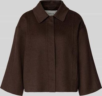 OPUS Jacke mit verdeckter Knopfleiste Modell Haya in Dunkelbraun, Gr&ouml;&szlig;e L