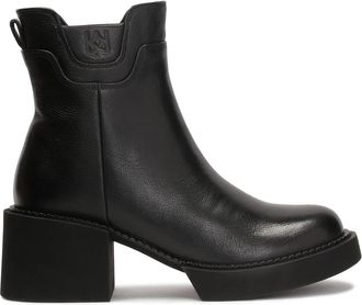 Kazar Zwarte sleehak en plateau laarzen - Dames - Laarzen met Hak - Zwart - 39 EU - Leer - Schoenen