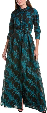 Teri Jon by Rickie Freeman Teri Jon By Rickie Freeman Organza Web Pattern Shirt Gown