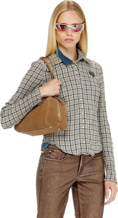 Diesel Check shirt with seersucker effect - Shirts - Woman - Grey