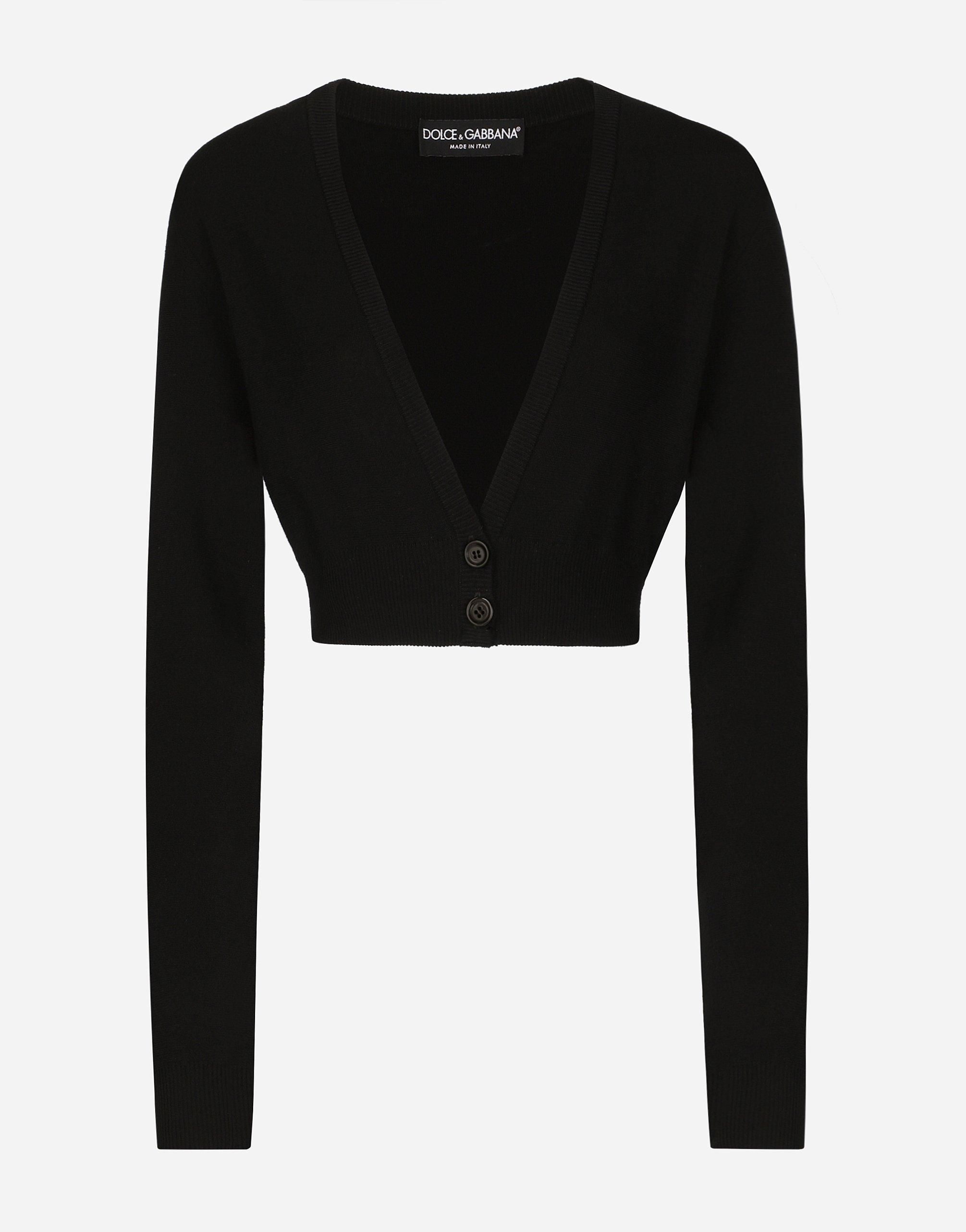 Tシャツ・カットソー Dolce & Gabbana Black viscose blend cardigan Mens Dolce & Gabbana Black Viscose Blend Knit V-Neck