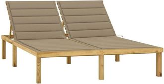 vidaXL Tumbona Doble Y Cojines Beige Madera Pino Impregnada Vidaxl