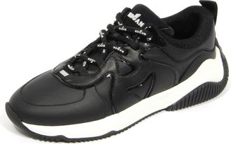 Hogan Sneakers, female, Black, 3 1/2 UK, Black Leather Shoes with Memory Foam