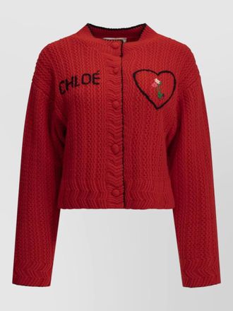 Chlo&eacute; cashmere wool thick-knit cropped cardigan
