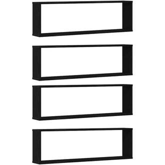 vidaXL Wall Cube Shelves 4 pcs Black Oak 100x15x30 cm Engineered Wood Vidaxl
