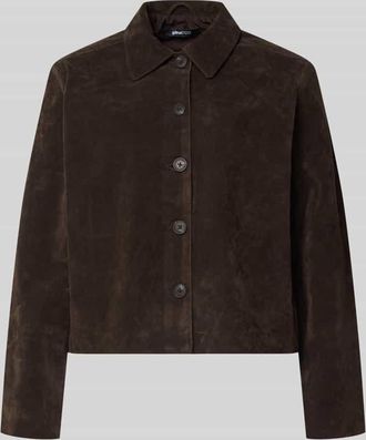 Gina Tricot Jacke in Leder-Optik mit Kentkragen Modell Trine in Dunkelbraun, Gr&ouml;&szlig;e M