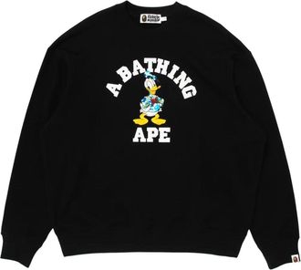 A Bathing Ape x Disney Donald Duck College Relaxed Fit Crewneck Black 0ZXSWM902131R-BLK