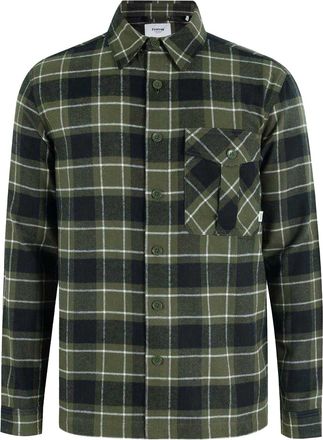 Firetrap Herenoverhemd met lange mouwen, ruitjespatroon en zakken van Anthm (Leger Khaki)