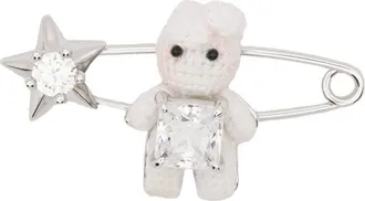 Yvmin Crystal-embellished Crochet Brooch