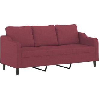 vidaXL Sof&aacute; De 3 Plazas De Tela Rojo Tinto 180 Cm Vidaxl