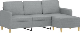 vidaXL Vidaxl - Sof&aacute; De 3 Plazas Con Taburete De Tela Gris Claro 180 Cm