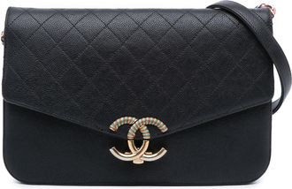 Chanel Pre-owned Womens Quilted Crossbody Bag - Black Leather - One Size