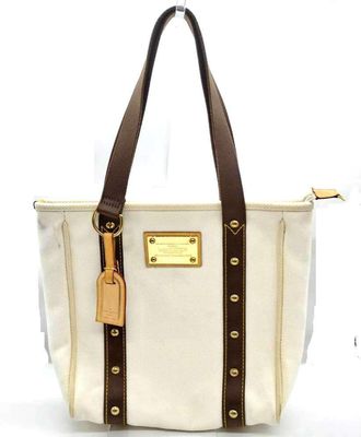 Louis Vuitton Antigua Brown Ecru White Canvas Handbag Tote Bag (Pre-Owned)